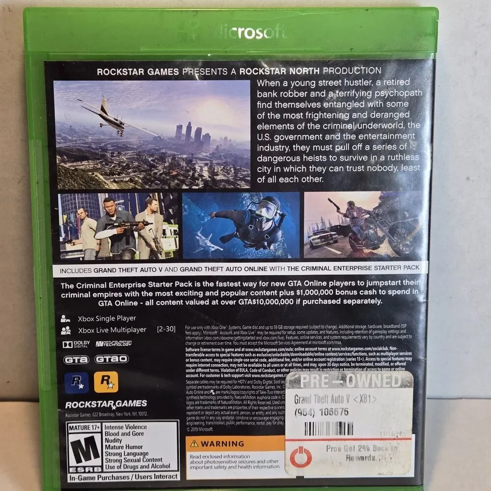 Grand Theft Auto V GTA 5 Premium Edition - Microsoft Xbox One - Pre-Owned